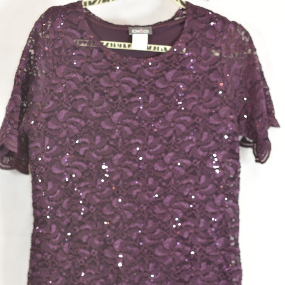 Sequin Stretch Lace Burgundy Dress SZ XL - Picture 1 of 8